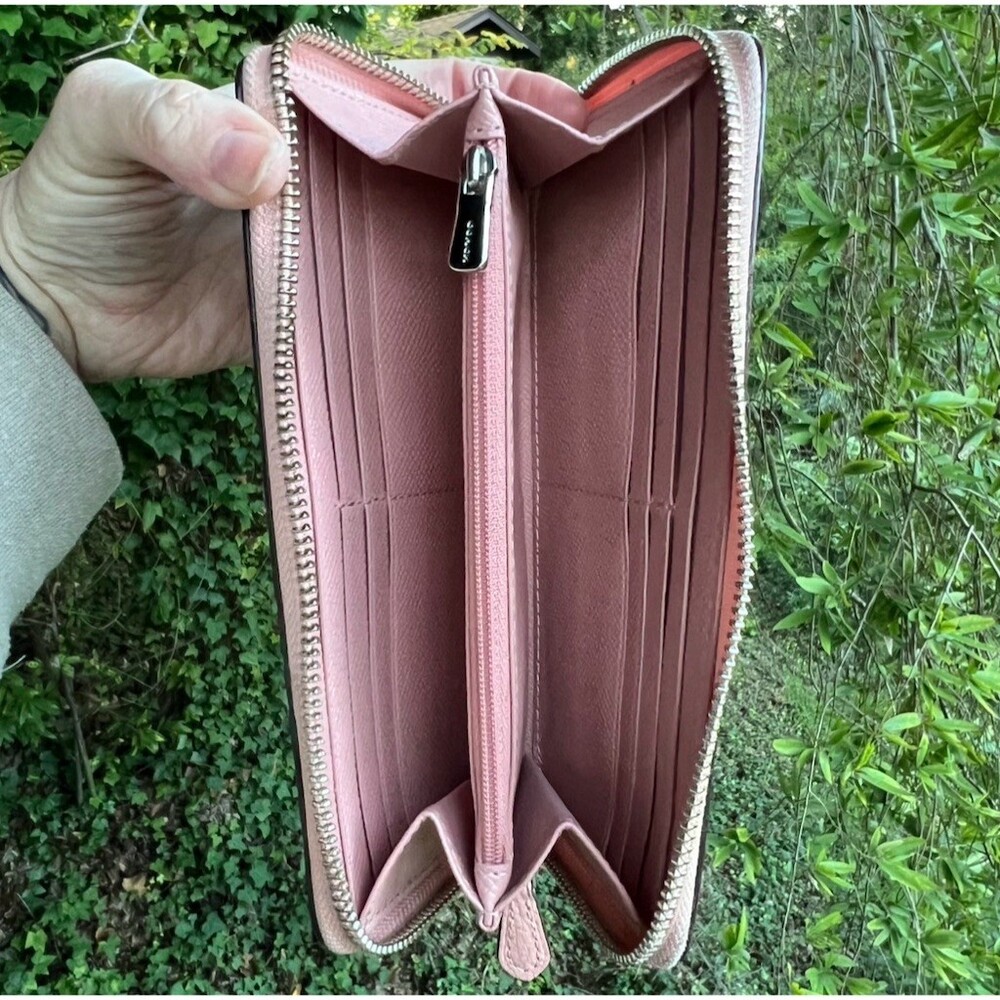 COACH Long Zip-Around Accordion Wallet Soft Pink with Silver Hardware AUTHENTIC - Picture 5 of 7